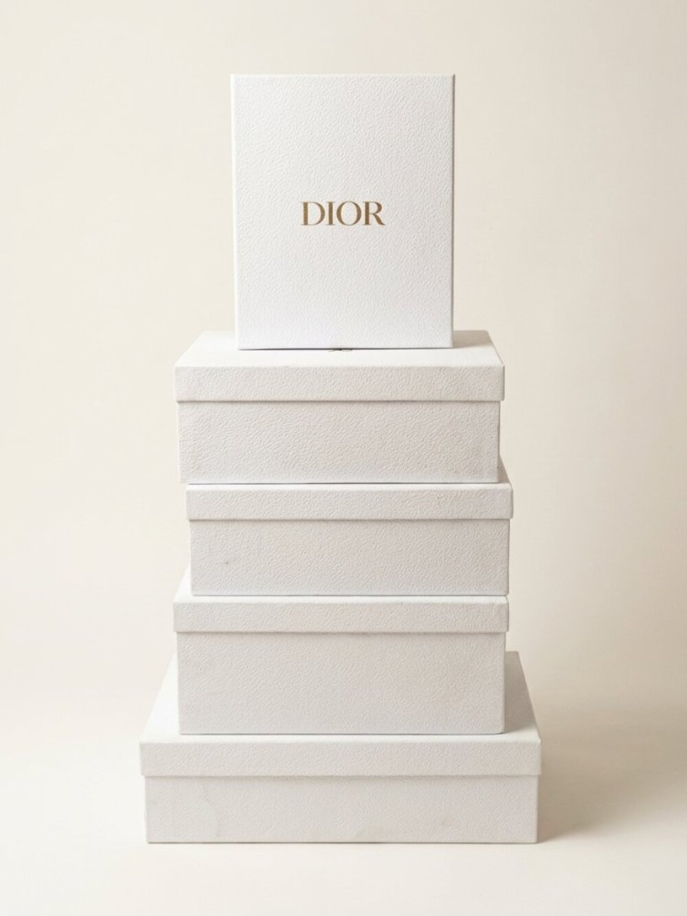 Authentic Dior White Textured Gift Box Gold Logo